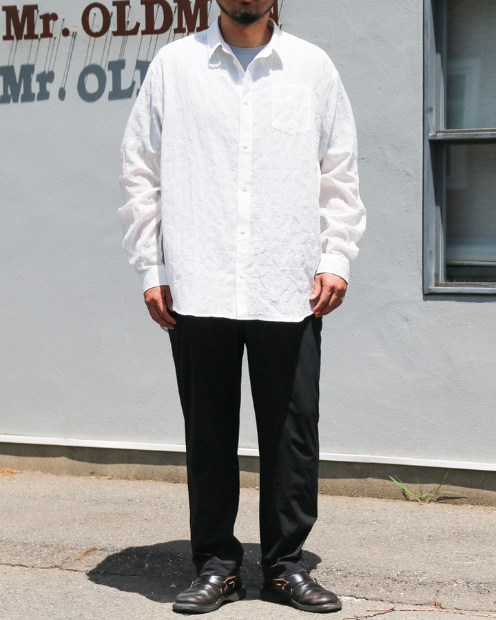 MASTER&amp;CO SHIRRING COTTON WIDE PLAIN SHIRT White