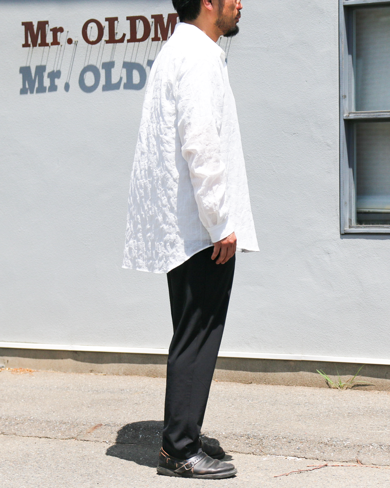 MASTER&amp;CO SHIRRING COTTON WIDE PLAIN SHIRT White