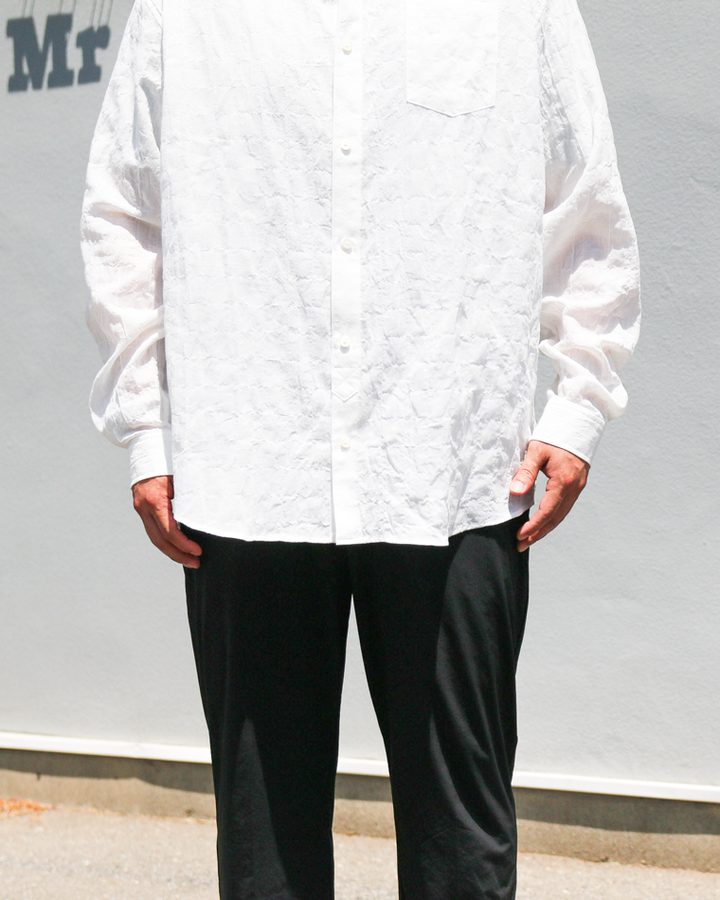 MASTER&amp;CO SHIRRING COTTON WIDE PLAIN SHIRT White