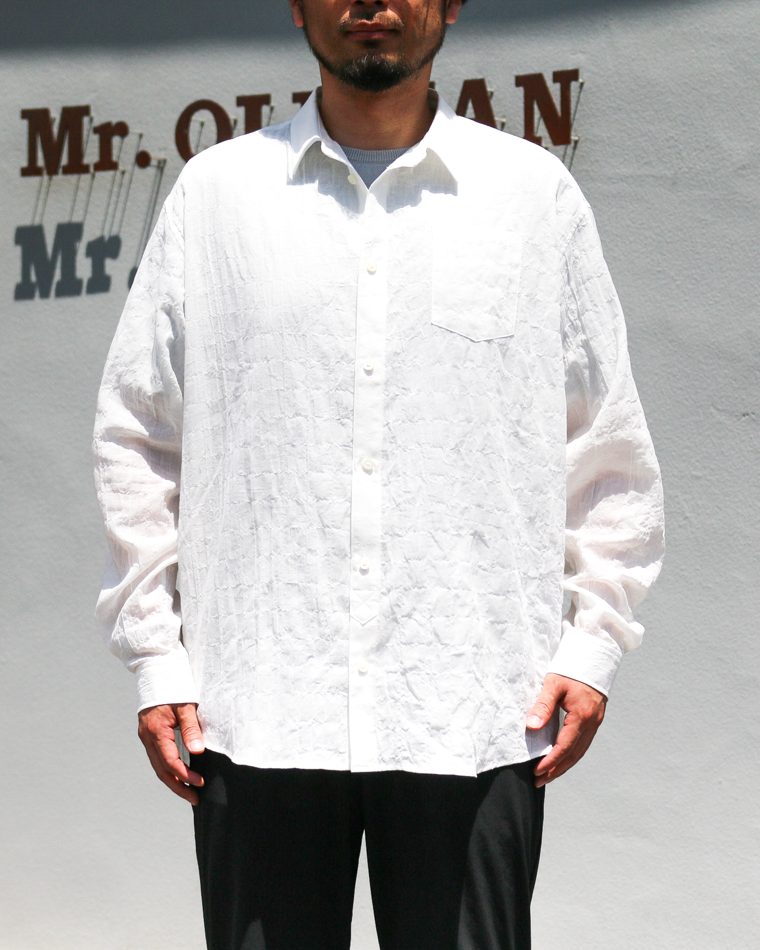 MASTER&amp;CO SHIRRING COTTON WIDE PLAIN SHIRT White