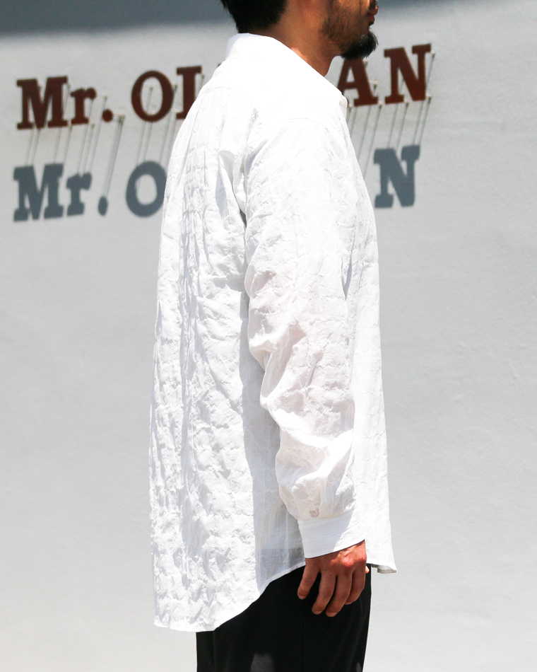 MASTER&amp;CO SHIRRING COTTON WIDE PLAIN SHIRT White