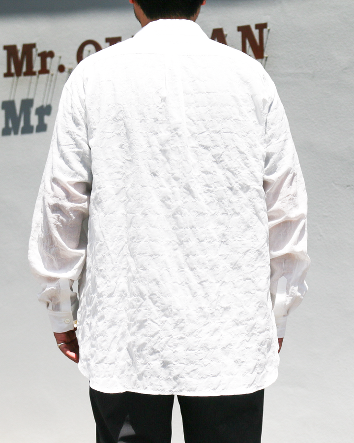 MASTER&amp;CO SHIRRING COTTON WIDE PLAIN SHIRT White
