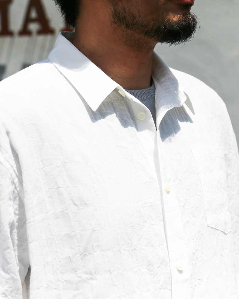 MASTER&amp;CO SHIRRING COTTON WIDE PLAIN SHIRT White