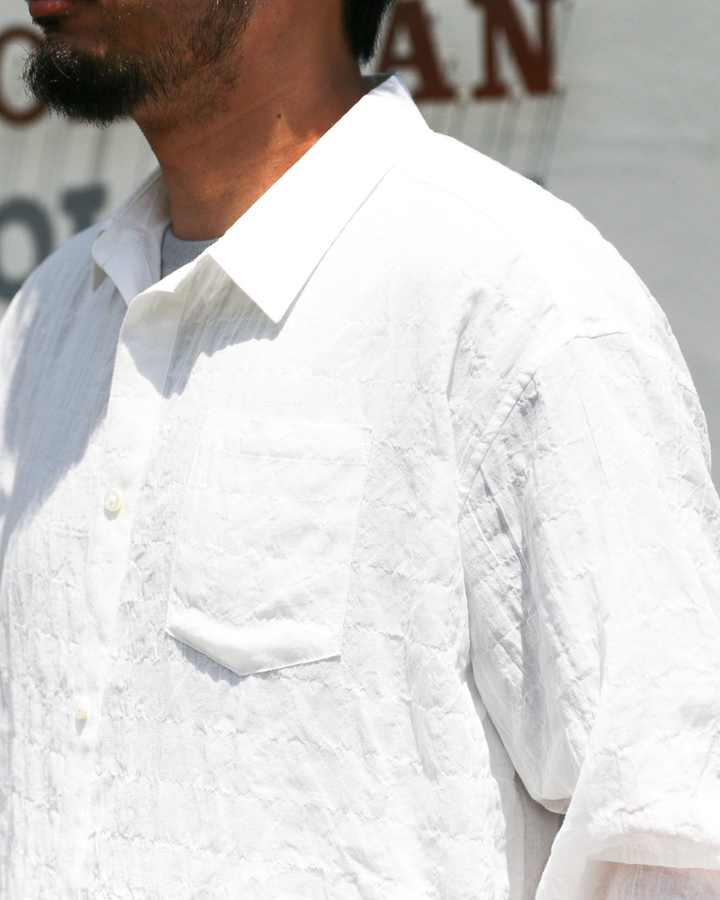 MASTER&amp;CO SHIRRING COTTON WIDE PLAIN SHIRT White
