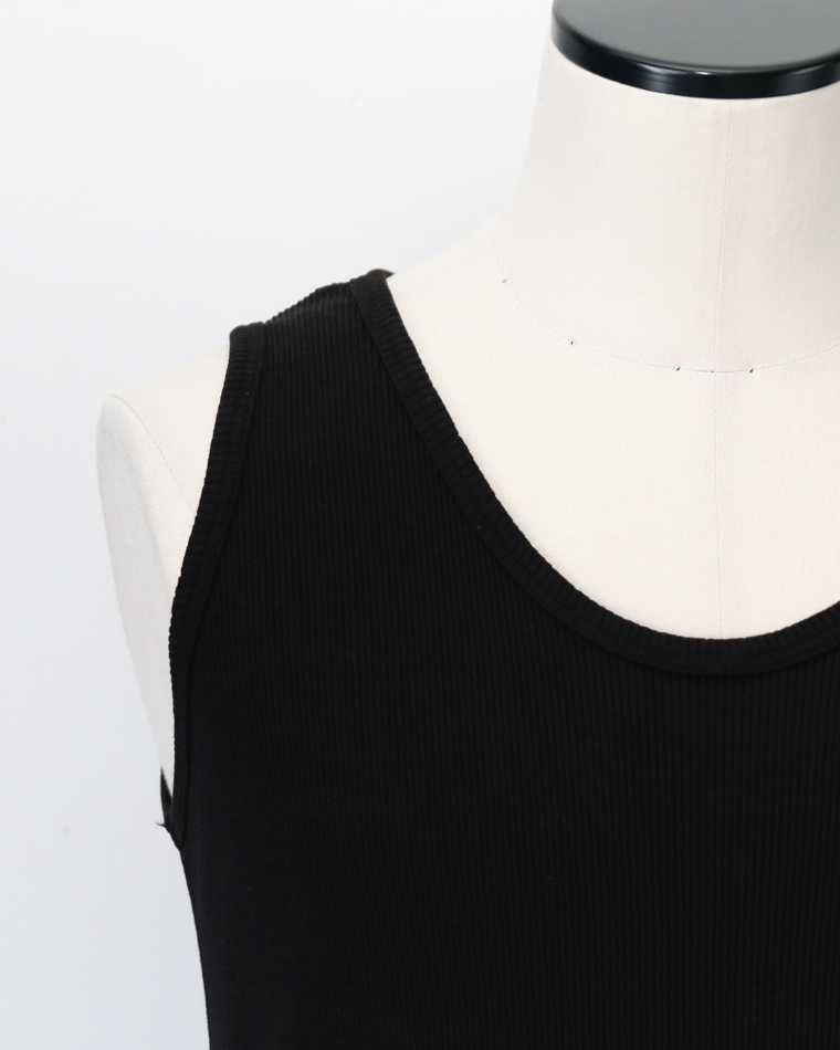 Velva Sheen  1PAC RIB TANKTOP MADE IN USA Black