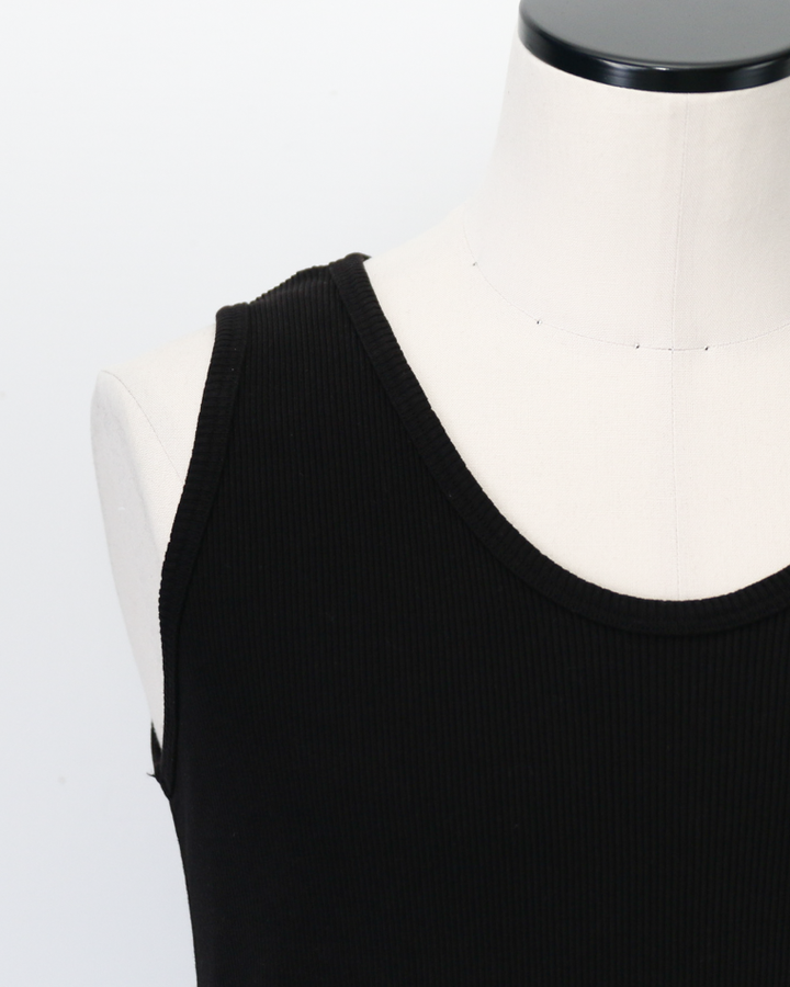 Velva Sheen  1PAC RIB TANKTOP MADE IN USA Black