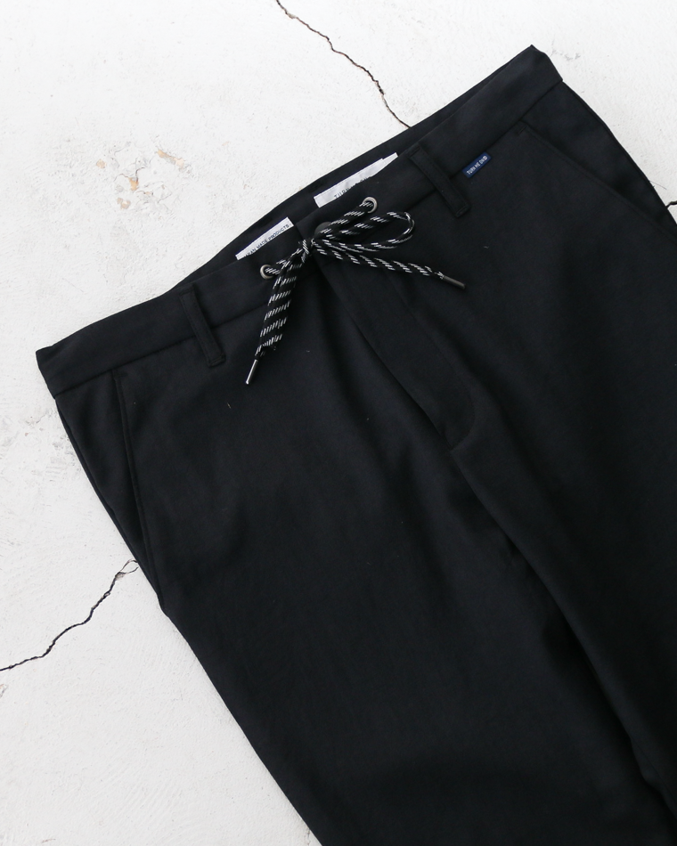 TURN ME ON  綿麻オックス ストレッチクロップドパンツ BLACK
