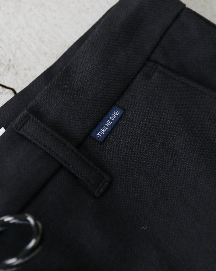 TURN ME ON  綿麻オックス ストレッチクロップドパンツ BLACK