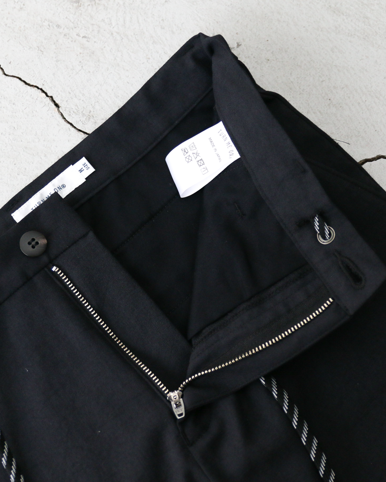 TURN ME ON  綿麻オックス ストレッチクロップドパンツ BLACK