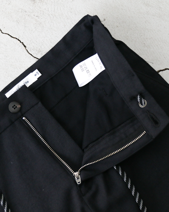 TURN ME ON  綿麻オックス ストレッチクロップドパンツ BLACK