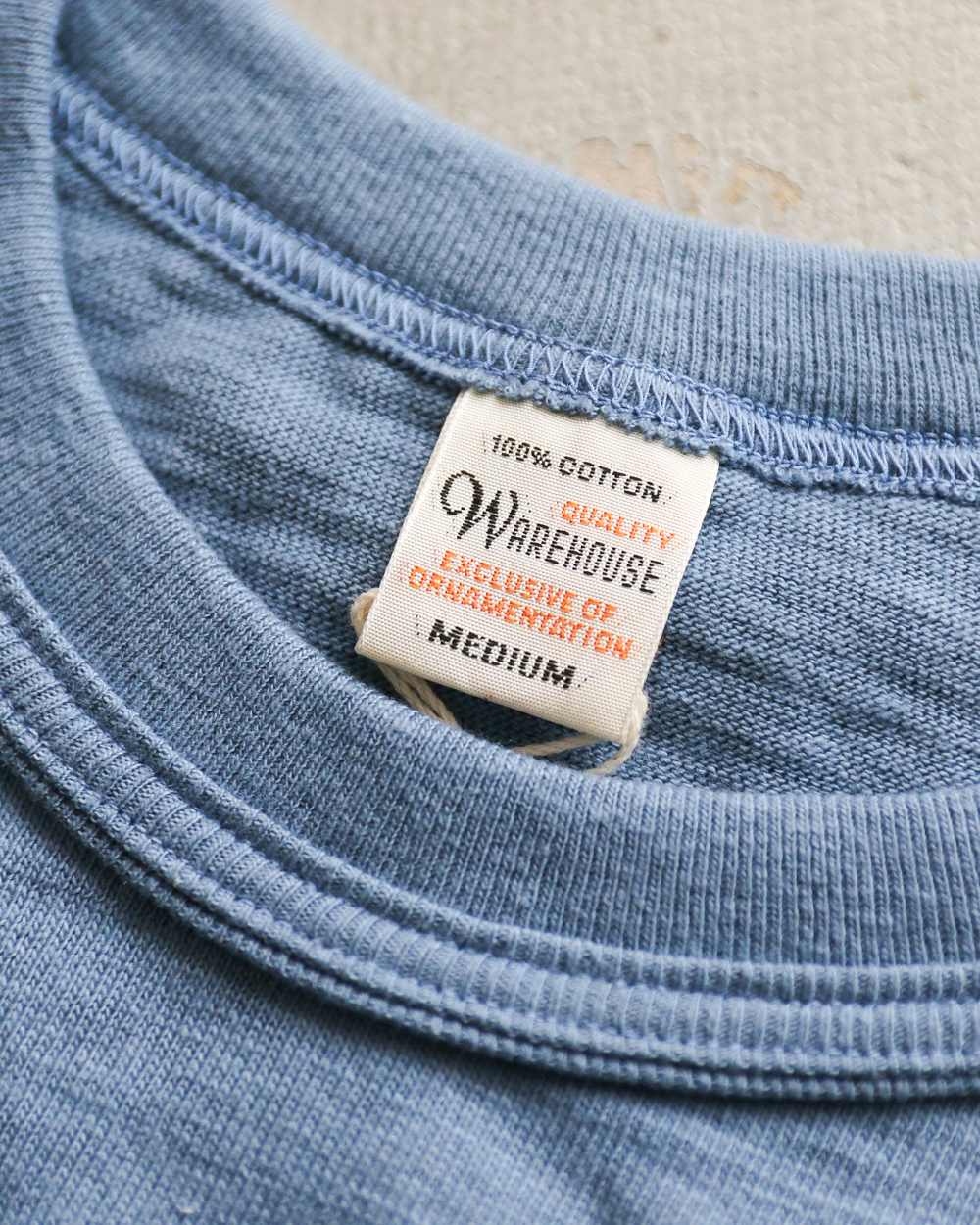 WAREHOUSE Lot 4601 SOLID POCKET T Pale Blue