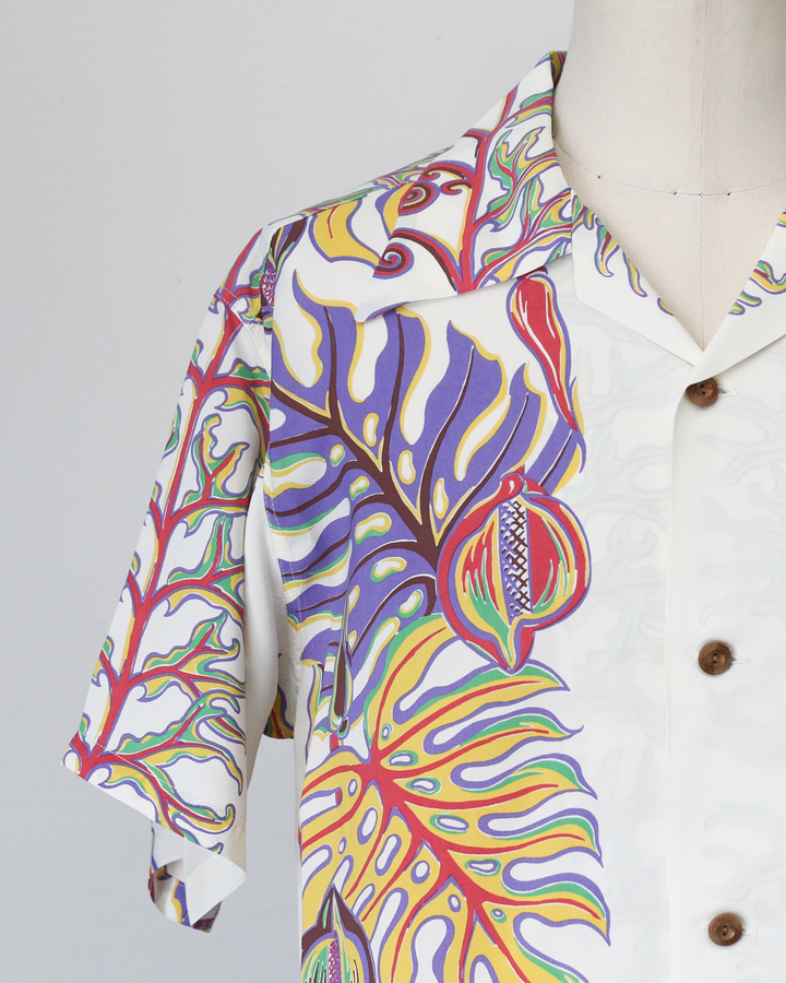 SUN SURF SS39622 RAYON HAWAIIAN SHIRT “MONSTERA BORDER”