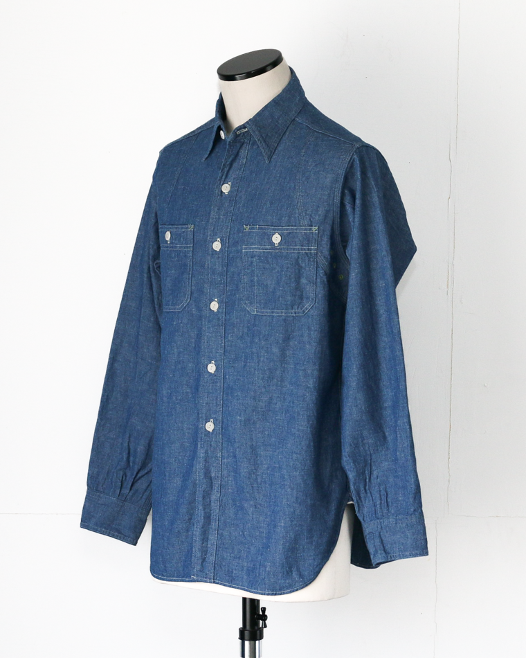 WAREHOUSE Lot.3064 VENTILATION 3STITCH CHAMBRAY SHIRT SAX
