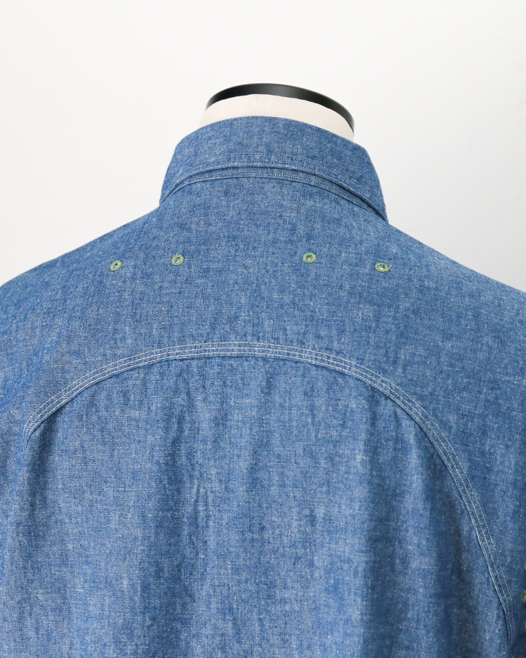 WAREHOUSE Lot.3064 VENTILATION 3STITCH CHAMBRAY SHIRT SAX