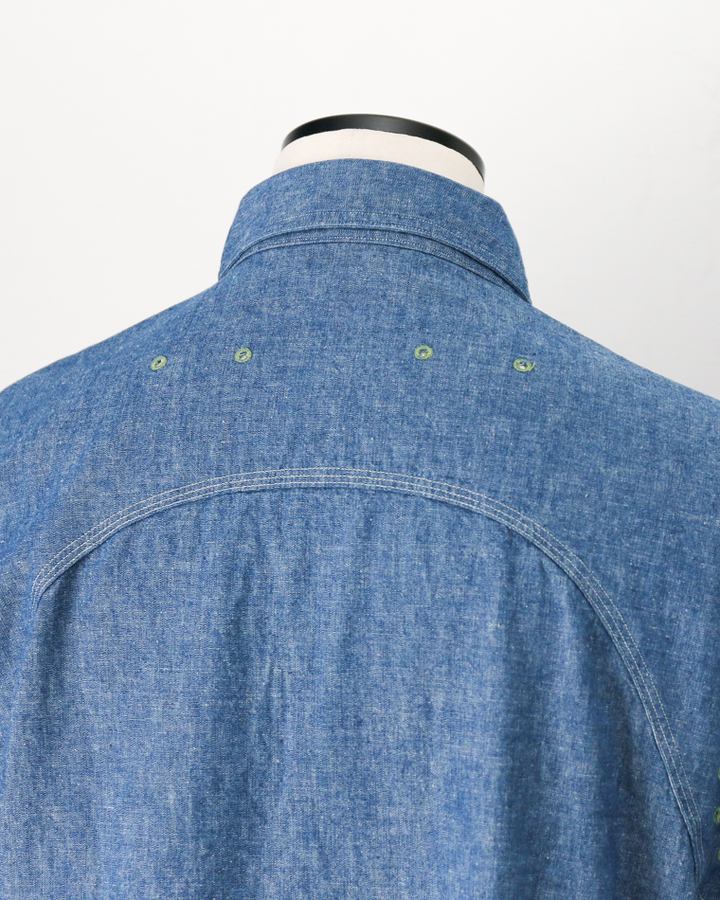 WAREHOUSE Lot.3064 VENTILATION 3STITCH CHAMBRAY SHIRT SAX