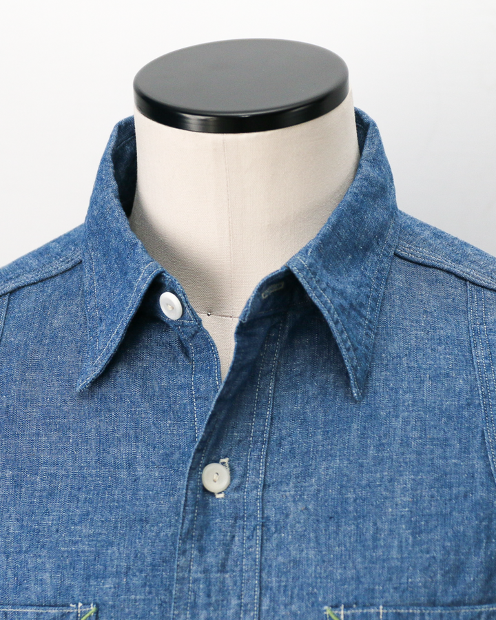 WAREHOUSE Lot.3064 VENTILATION 3STITCH CHAMBRAY SHIRT SAX