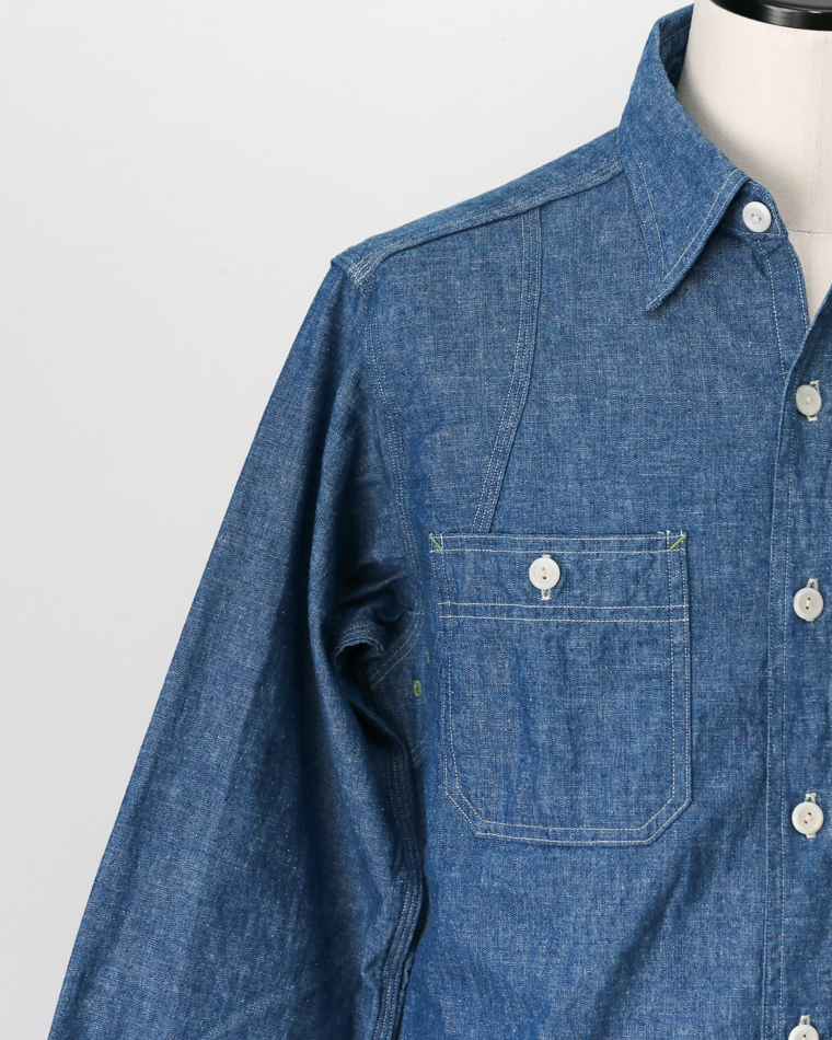 WAREHOUSE Lot.3064 VENTILATION 3STITCH CHAMBRAY SHIRT SAX