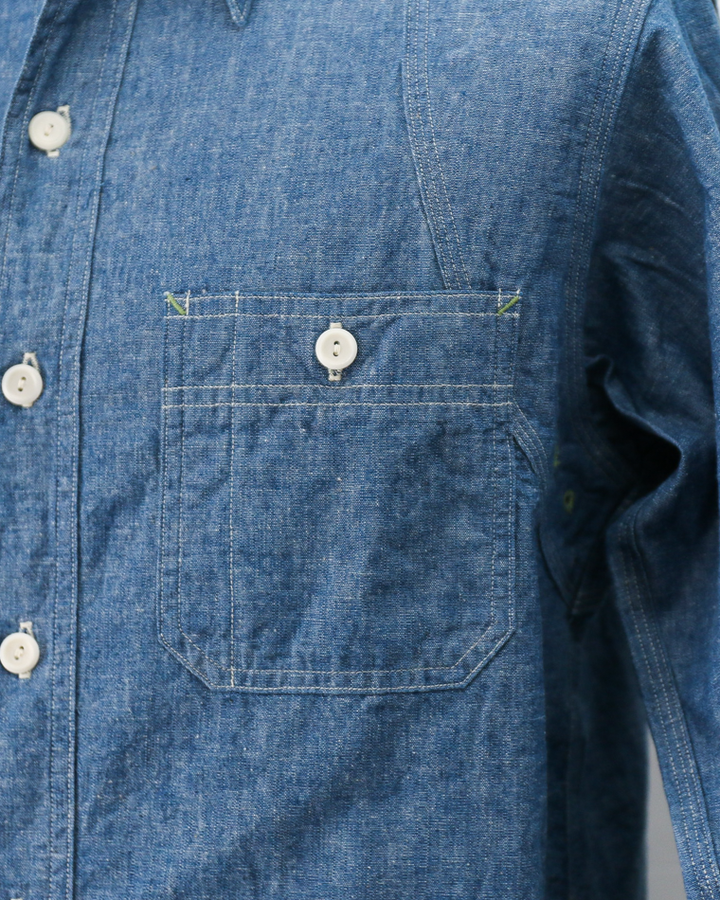 WAREHOUSE Lot.3064 VENTILATION 3STITCH CHAMBRAY SHIRT SAX