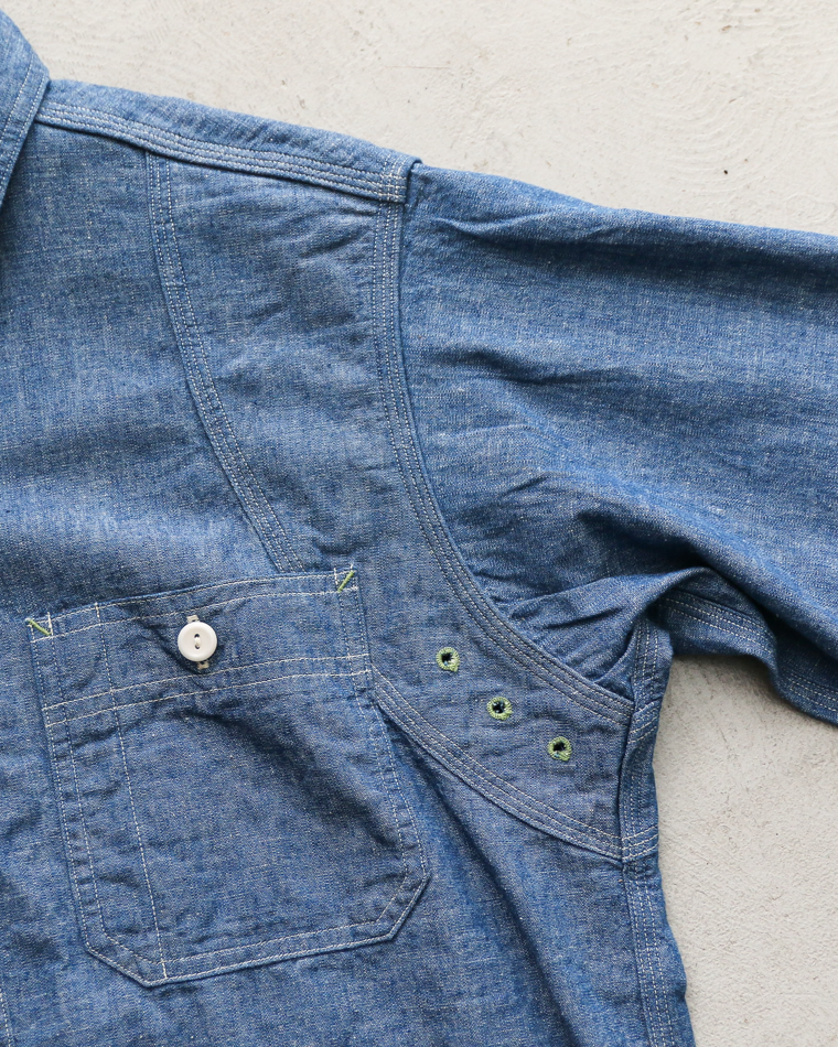 WAREHOUSE Lot.3064 VENTILATION 3STITCH CHAMBRAY SHIRT SAX