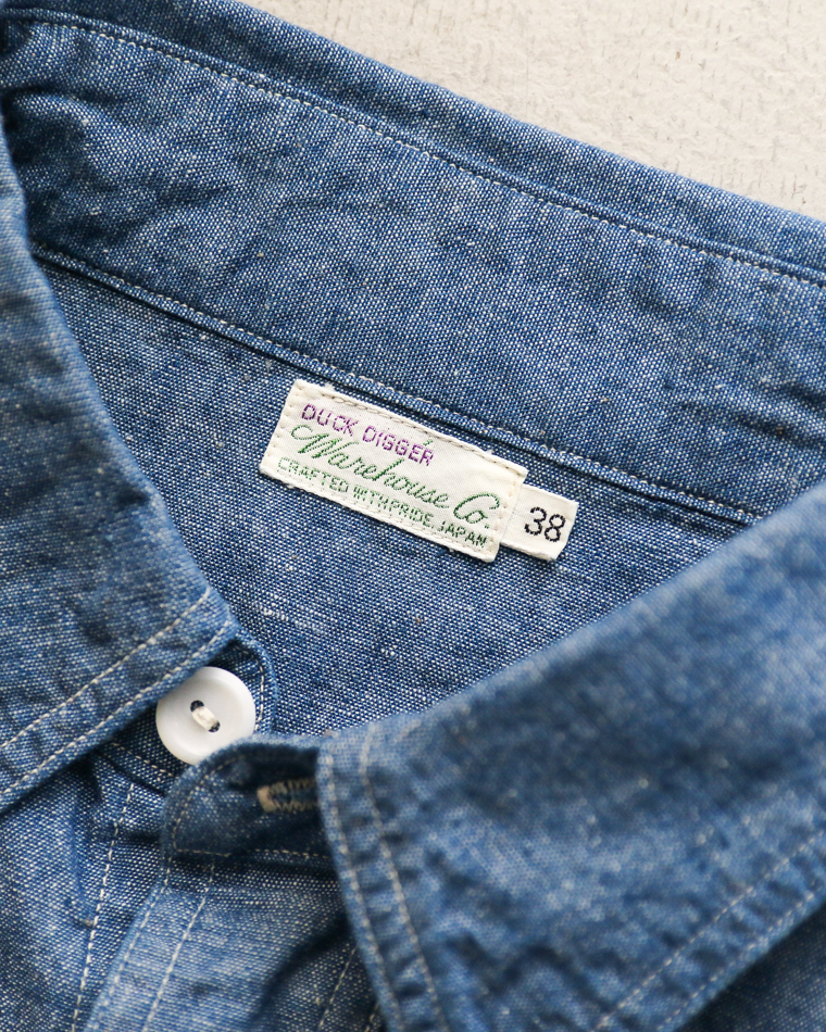 WAREHOUSE Lot.3064 VENTILATION 3STITCH CHAMBRAY SHIRT SAX