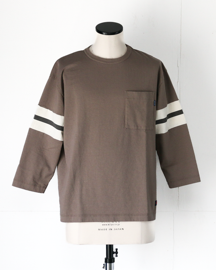 TURN ME ON 3/4 Sleeve Football Tee Greige