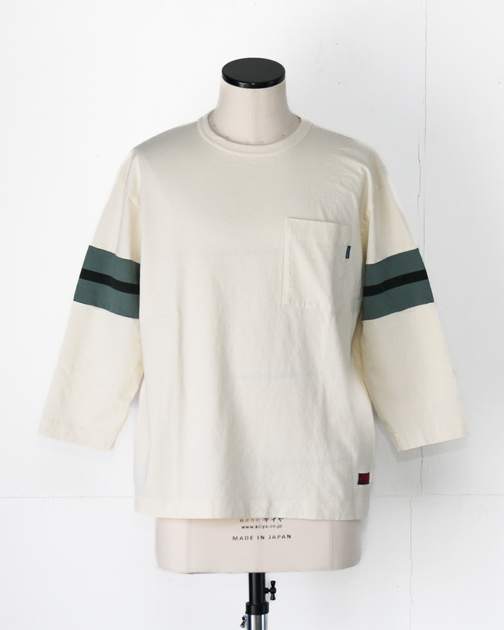 TURN ME ON 3/4 Sleeve Football Tee Off White