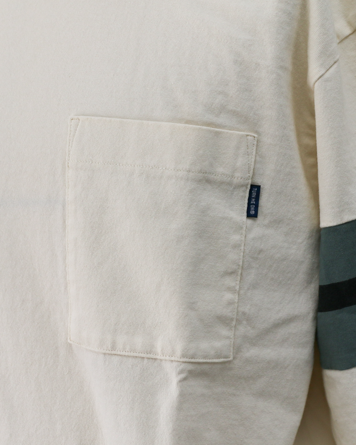 TURN ME ON 3/4 Sleeve Football Tee Off White
