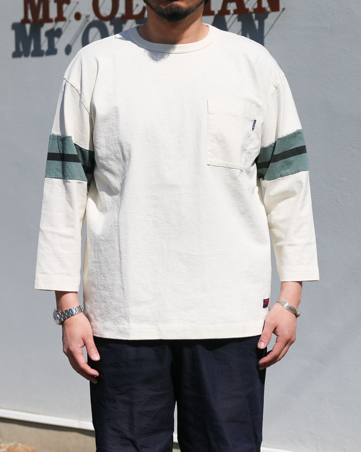 TURN ME ON 3/4 Sleeve Football Tee Off White