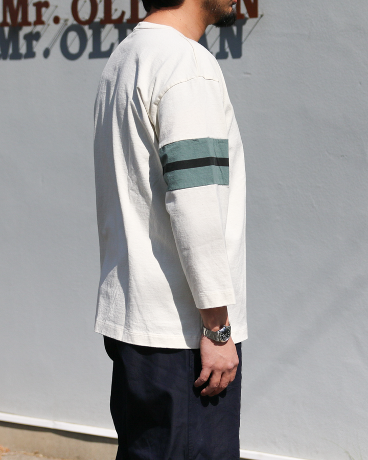 TURN ME ON 3/4 Sleeve Football Tee Off White