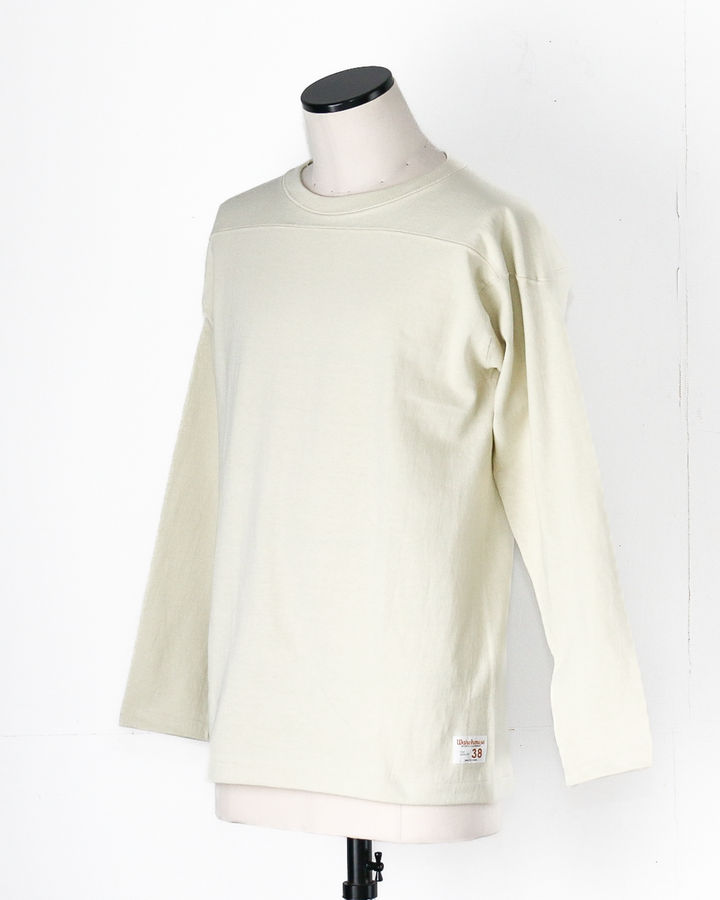 WAREHOUSE Lot 5913 LONG SLEEVE FOOTBALL TEE PLAIN Cream