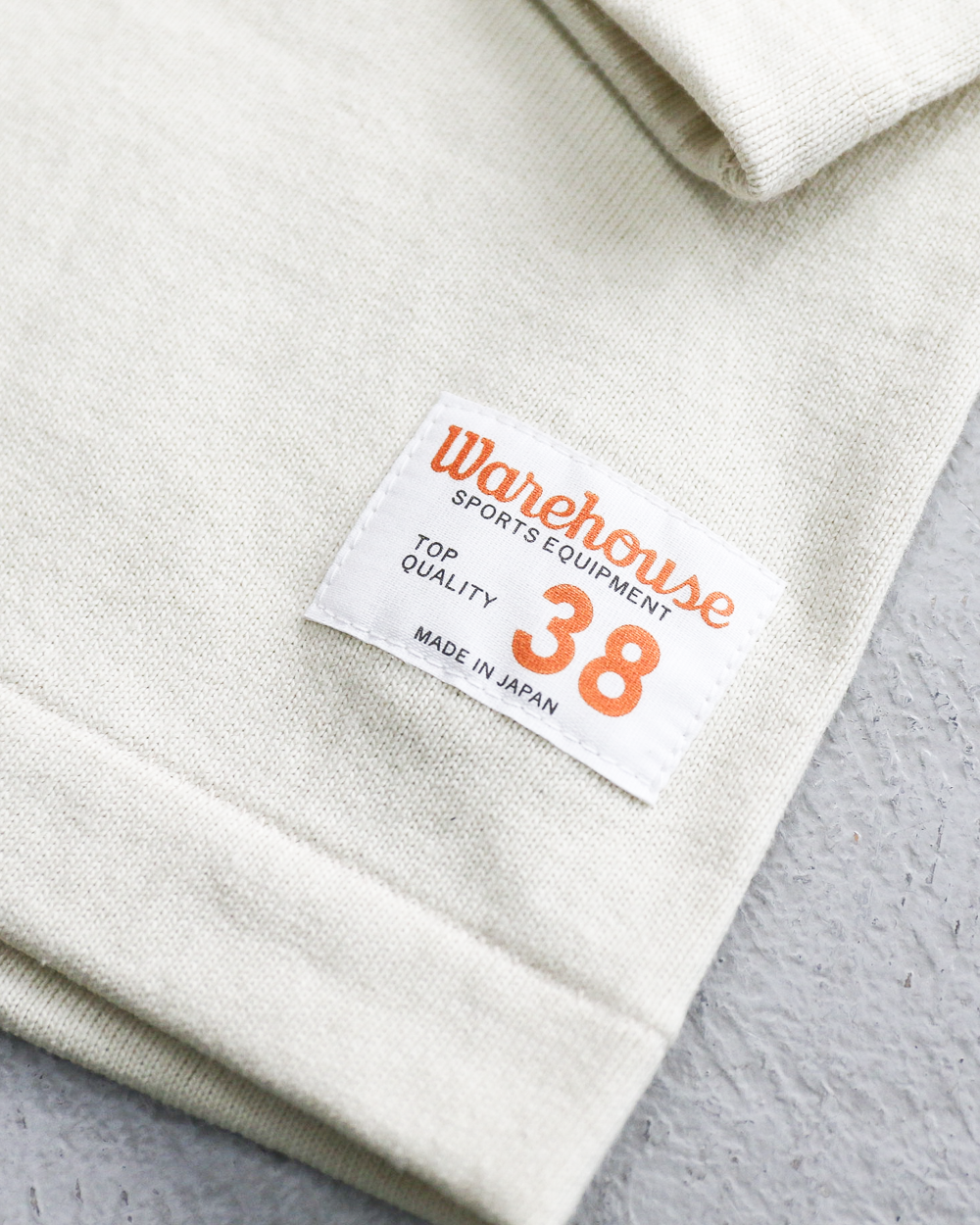 WAREHOUSE Lot 5913 LONG SLEEVE FOOTBALL TEE PLAIN Cream