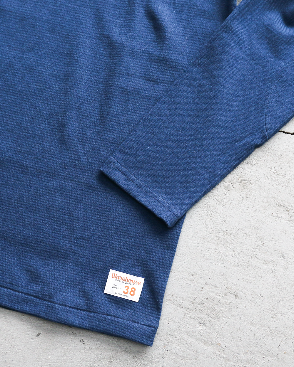 WAREHOUSE Lot 5913 LONG SLEEVE FOOTBALL TEE PLAIN Blue