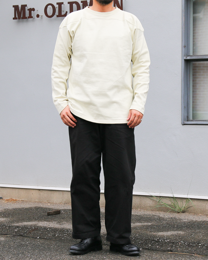 WAREHOUSE Lot 5913 LONG SLEEVE FOOTBALL TEE PLAIN Cream