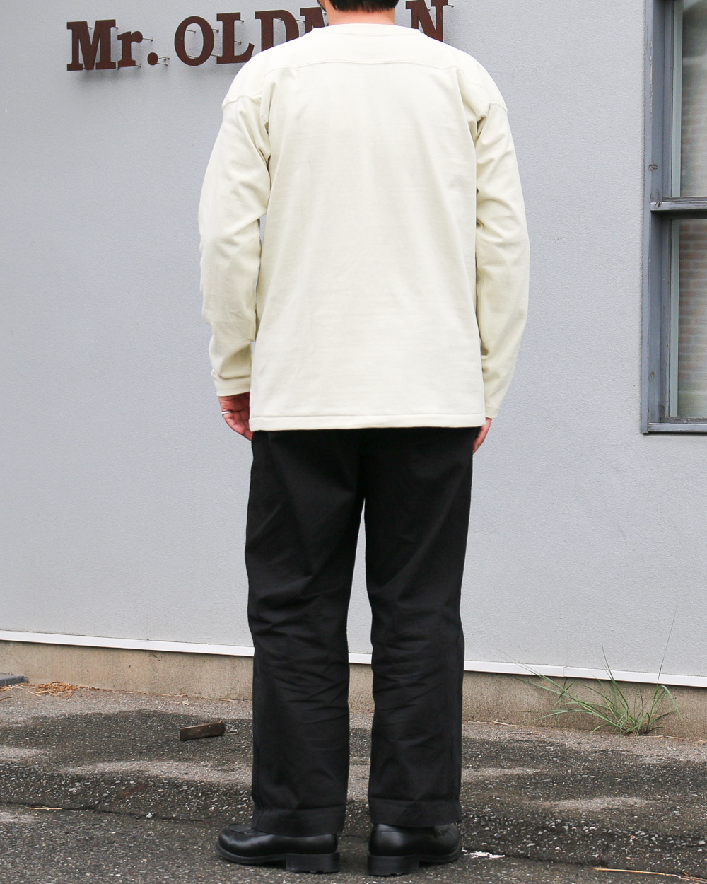 WAREHOUSE Lot 5913 LONG SLEEVE FOOTBALL TEE PLAIN Cream