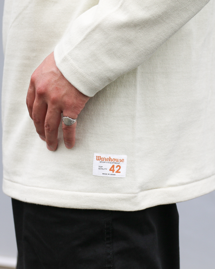 WAREHOUSE Lot 5913 LONG SLEEVE FOOTBALL TEE PLAIN Cream