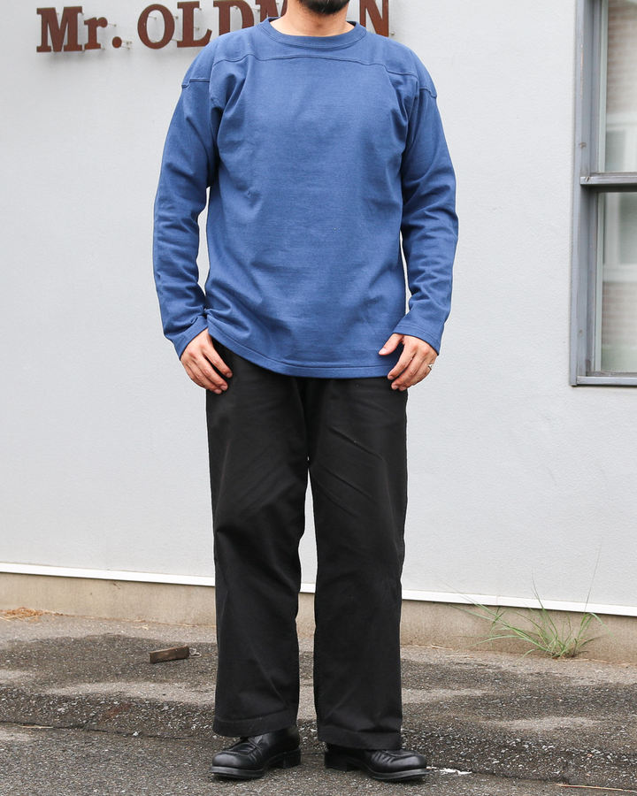 WAREHOUSE Lot 5913 LONG SLEEVE FOOTBALL TEE PLAIN Blue