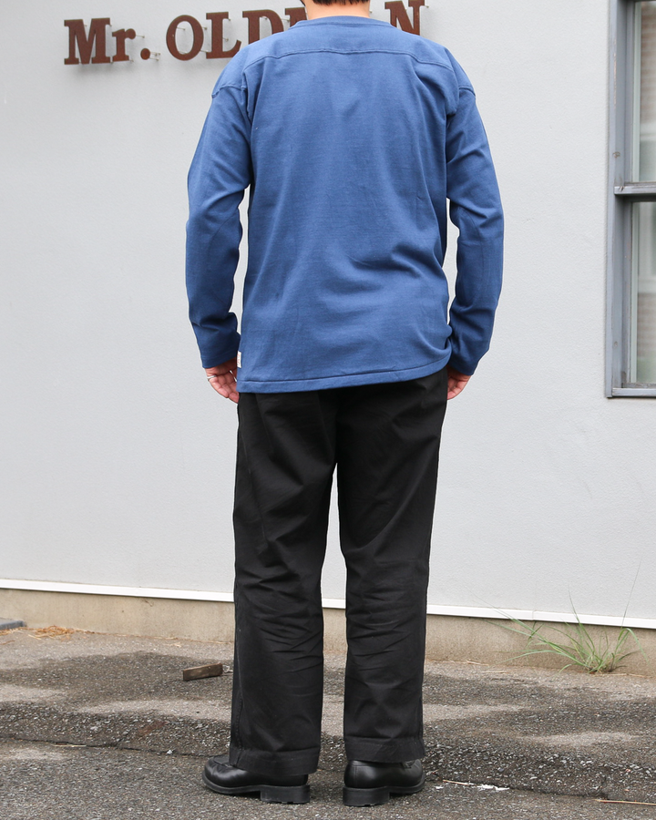 WAREHOUSE Lot 5913 LONG SLEEVE FOOTBALL TEE PLAIN Blue