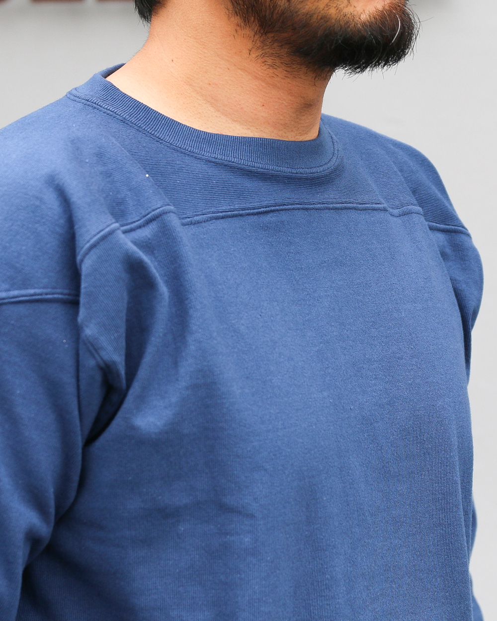 WAREHOUSE Lot 5913 LONG SLEEVE FOOTBALL TEE PLAIN Blue