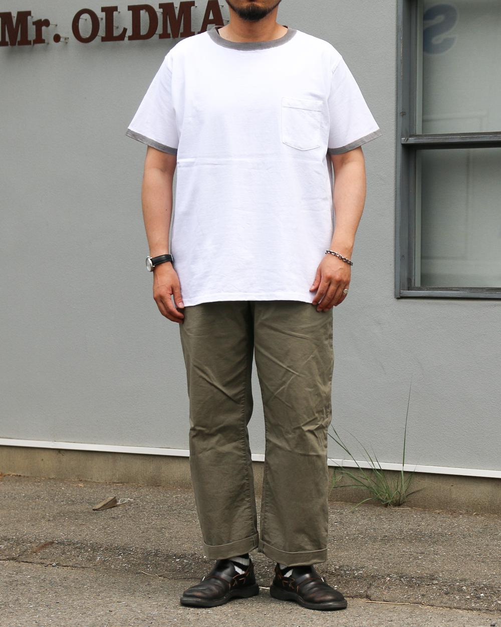 GOODWEAR S/S POCKET TEE HAND PAINT White/Grey