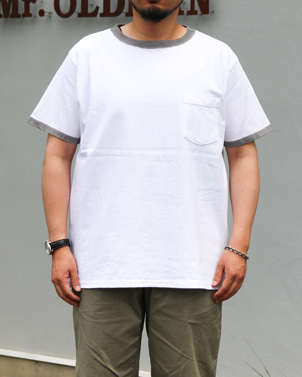 GOODWEAR S/S POCKET TEE HAND PAINT White/Grey