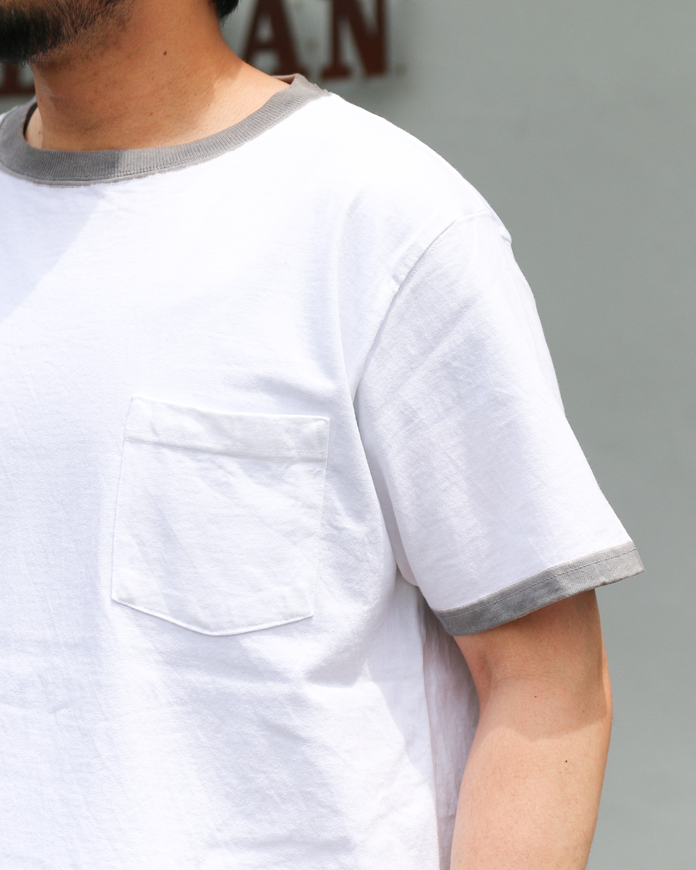 GOODWEAR S/S POCKET TEE HAND PAINT White/Grey