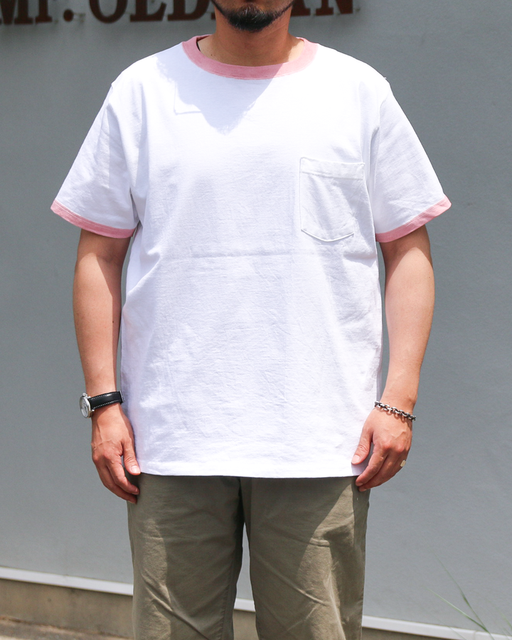 GOODWEAR S/S POCKET TEE HAND PAINT White/Pink
