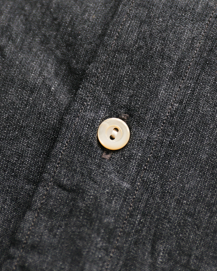 WORKERS Band Collar Shirt, Black Chambray