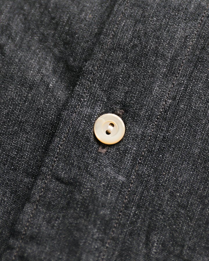 WORKERS Band Collar Shirt, Black Chambray