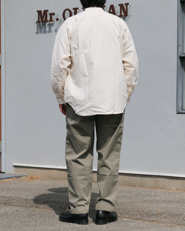 WORKERS Band Collar Shirt, Ecru Shirt Cloth