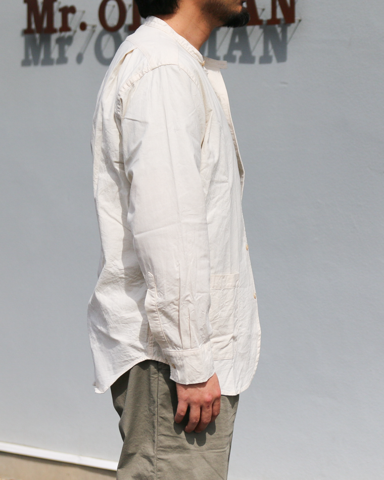 WORKERS Band Collar Shirt, Ecru Shirt Cloth