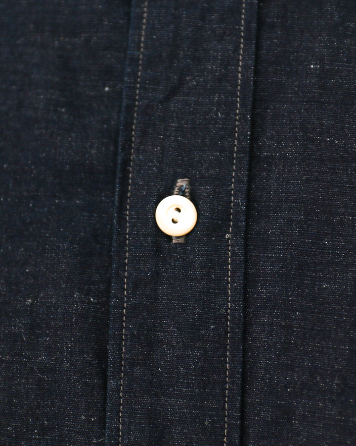 WORKERS Band Collar Shirt, Indigo Cotton Linen