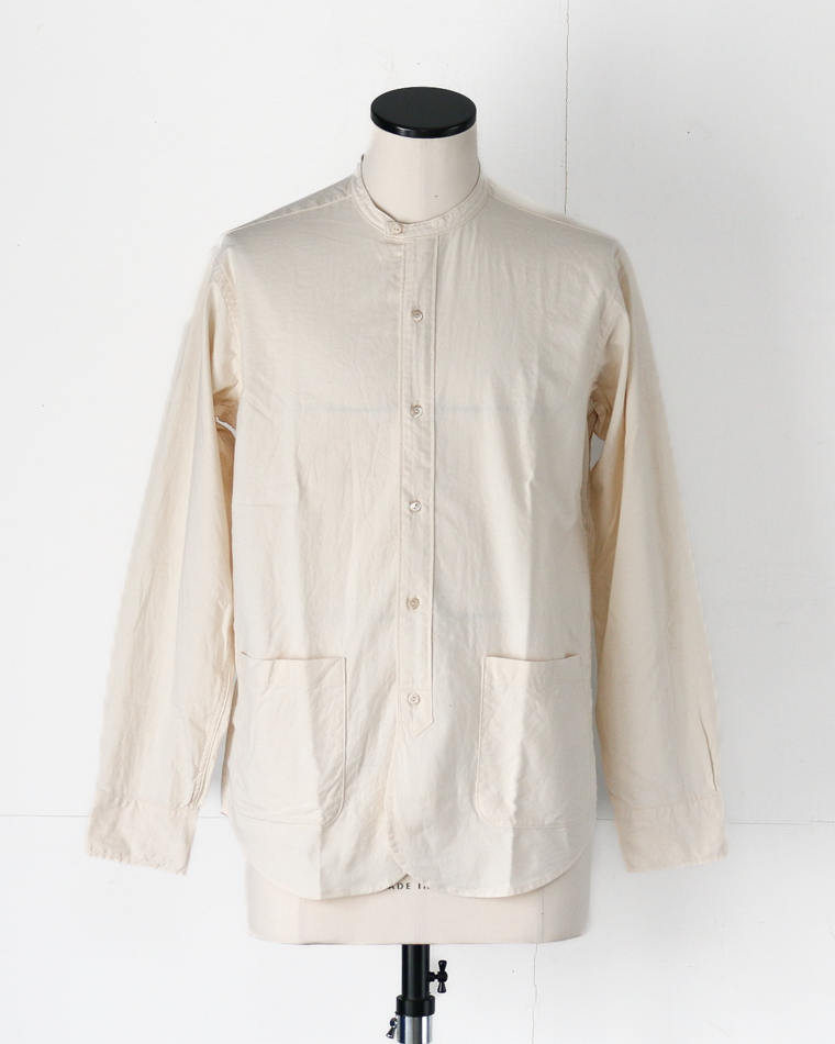 WORKERS Band Collar Shirt, Ecru Shirt Cloth