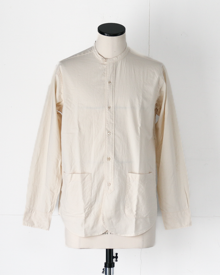 WORKERS Band Collar Shirt, Ecru Shirt Cloth