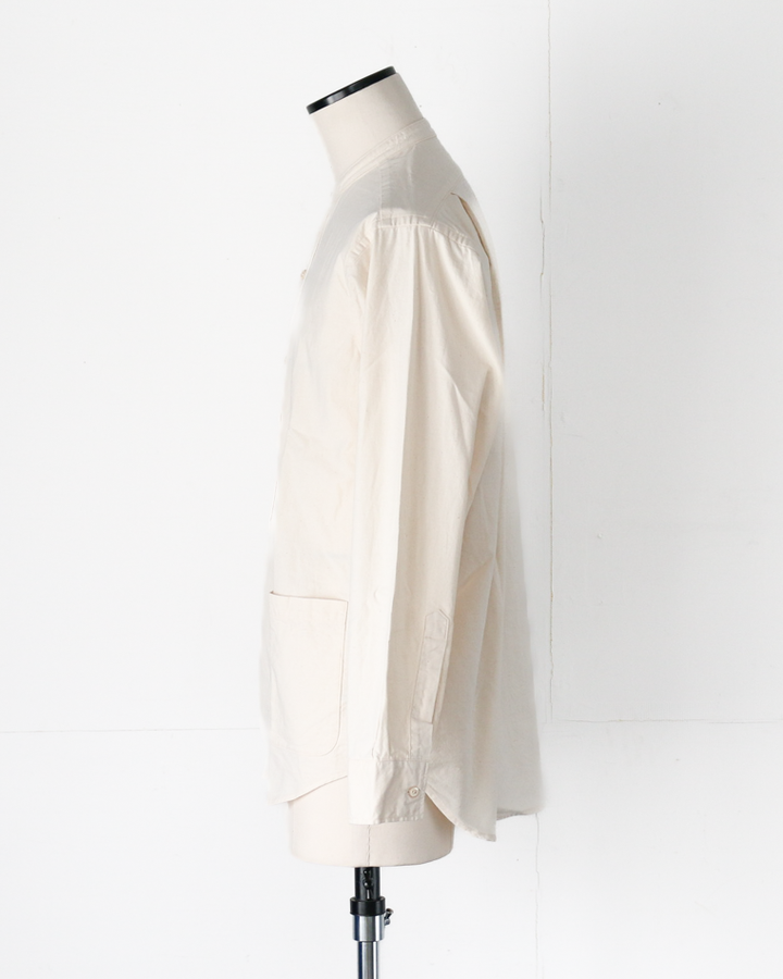 WORKERS Band Collar Shirt, Ecru Shirt Cloth